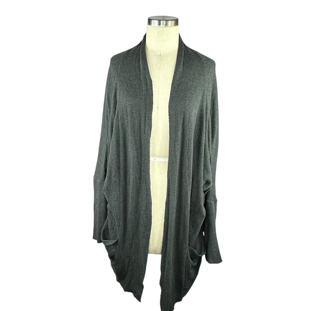 PACT Gray Open Front Drape Waterfall Cardigan Sweater Women's Size Small/Medium